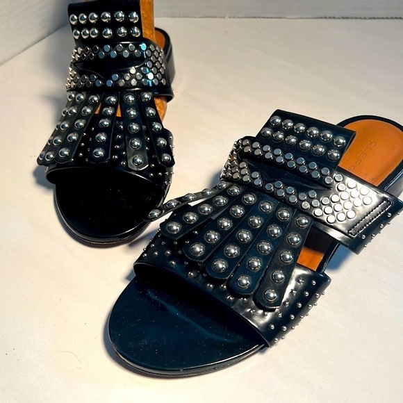 Clergerie Black Studded Slip-on worn at flat W7.5 - Picture 2 of 8